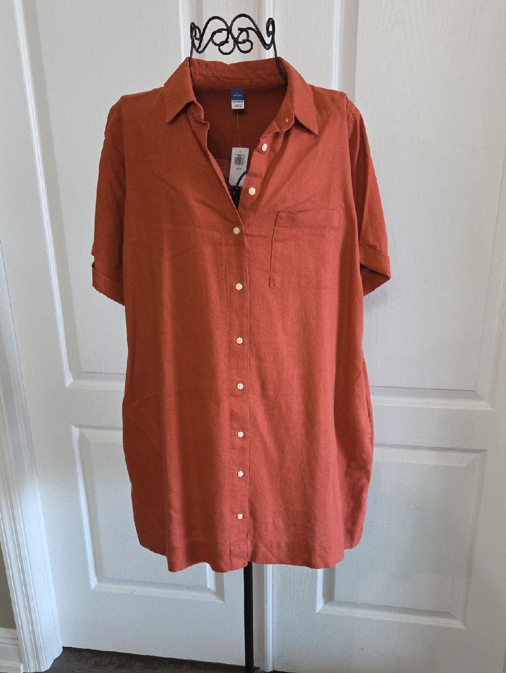 Old Navy Petite Button-Front Dress in Burnt Orange